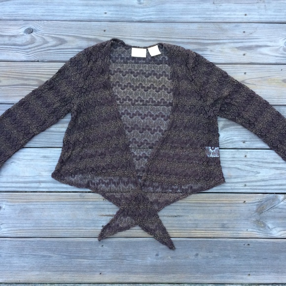 Worthington Tops - Worthington Women Shrug Top Dark Brown Lace Size1X